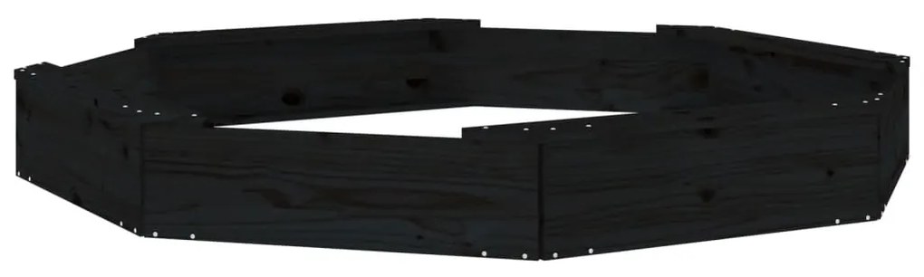 vidaXL Αμμοδόχος με Καθίσματα Μαύρη Οκτάγωνη από Μασίφ Ξύλο Πεύκου