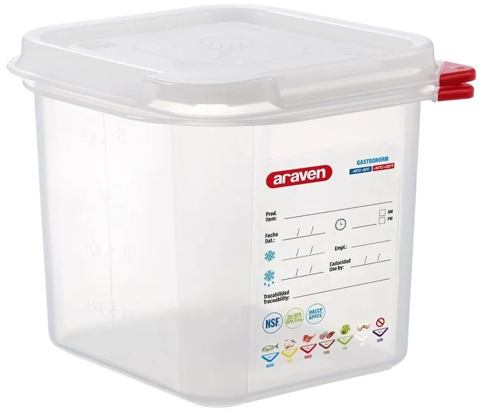 Φαγητοδοχείο Πλαστικό Hermet.Gn 1/6 AR00003025-2.6Lt 176X162X150Mm Araven Plastic