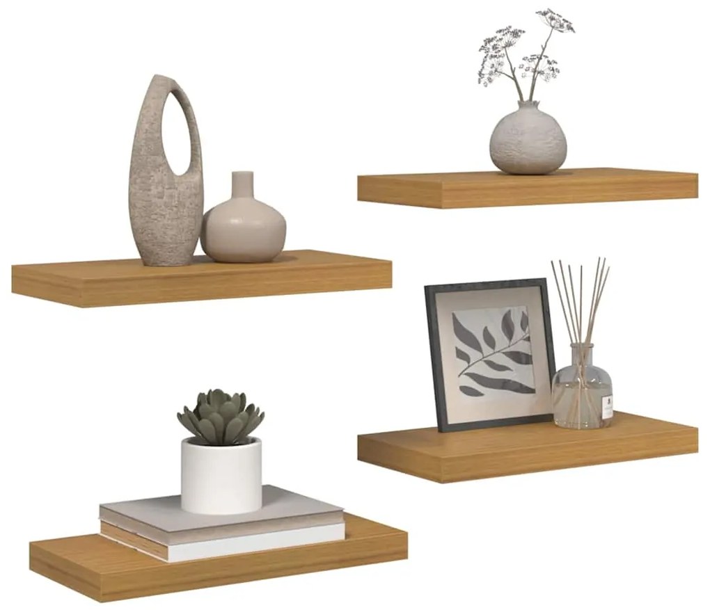 vidaXL Ράφι Τοίχου 4 pcs Μπεζ 50 x 23,5 x 4 εκ Επεξεργασμένο ξύλο
