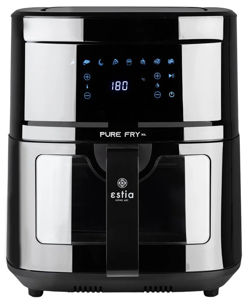 ESTIA ΦΡΙΤΕΖΑ ΑΕΡΟΣ PURE FRY XL 1700w 9.1lt ME ΨΗΦΙΑΚΗ ΟΘΟΝΗ &amp; 8 ΠΡΟΓΡΑΜΜΑΤΑ ΜΑΥΡΟ