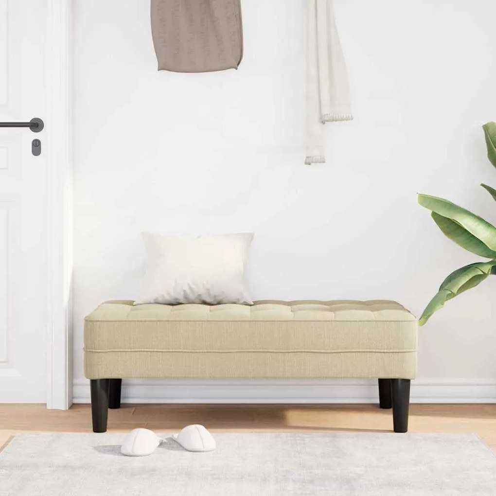 vidaXL παγκάκι Κρεμ 113 x 57 x 39 εκ. ύφασμα