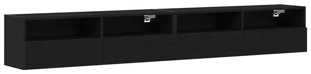 vidaXL Ντουλάπι Τηλεόρασης Τοίχου 2 pcs Μαύρη δρυς 100 x 30 x 30 cm