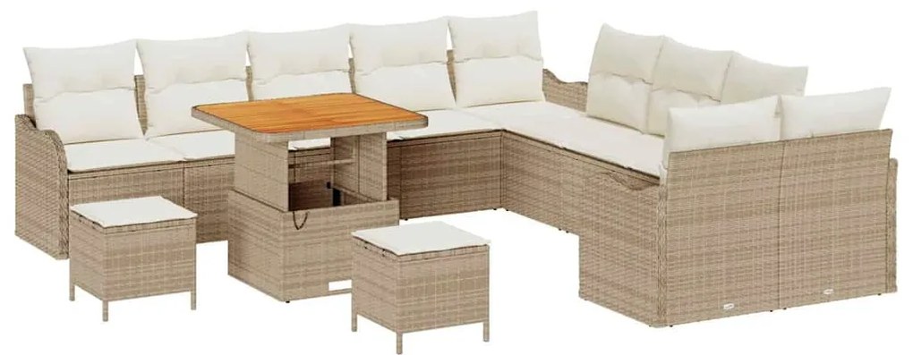 vidaXL Σετ Καναπέ Κήπου με μαξιλάρι με μαξιλάρι 13 pcs Μπεζ και Κρέμα