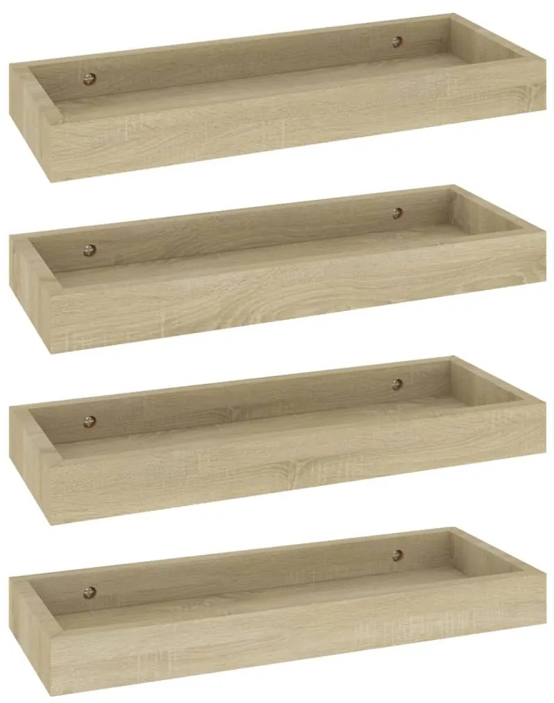 vidaXL Ράφια Τοίχου με Εσοχή 4 τεμ. Δρυς 40 x 15 x 4 εκ. από MDF