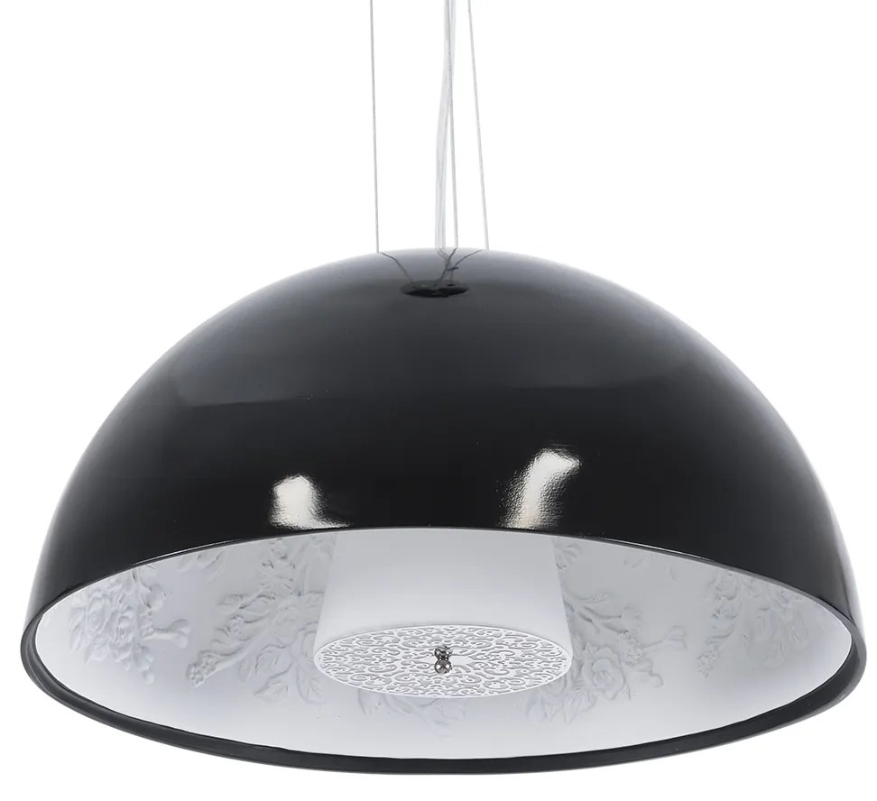 GloboStar® SERENIA BLACK 01151 Μοντέρνο Κρεμαστό Φωτιστικό Οροφής Μονόφωτο Μαύρο Γύψινο Καμπάνα Φ40 x Y19cm