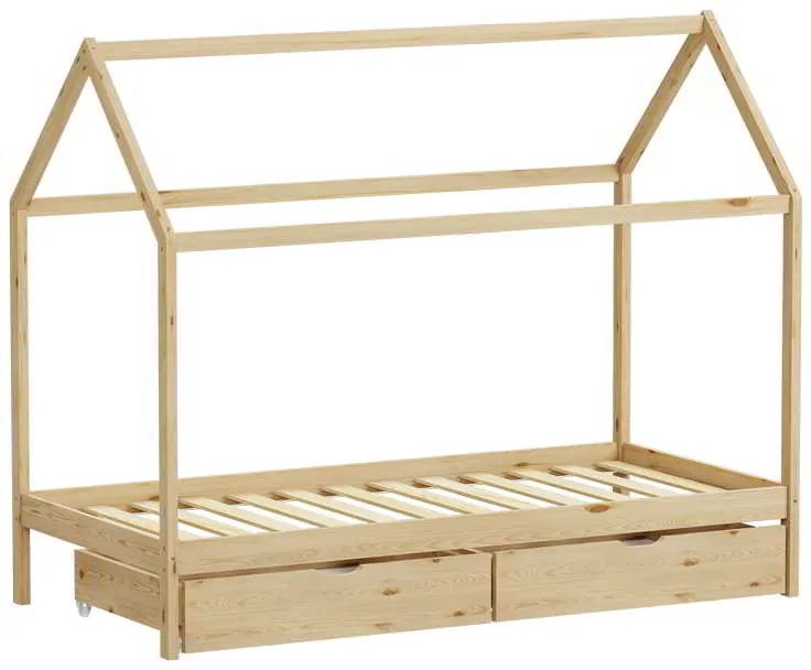 Παιδικό κρεβάτι Mellin τ.Montessori με 2 συρτάρια pakoworld ξύλο πεύκου σε φυσική απόχρωση 90x190εκ