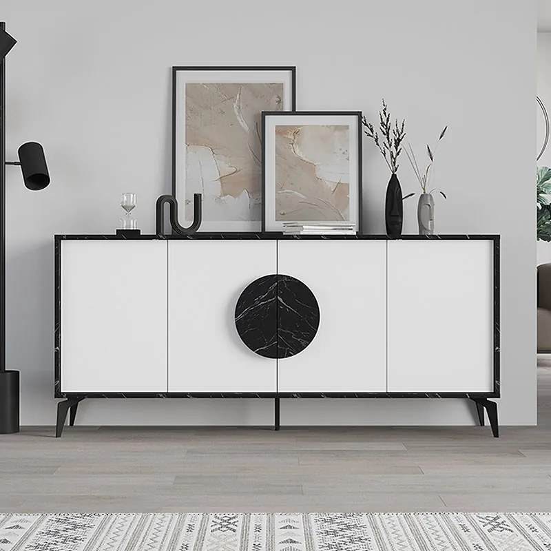 ΜΠΟΥΦΕΣ GORA MEGAPAP ΧΡΩΜΑ ΜΑΥΡΟ ΕΦΕ ΜΑΡΜΑΡΟΥ - ΛΕΥΚΟ 180X35,6X82ΕΚ.