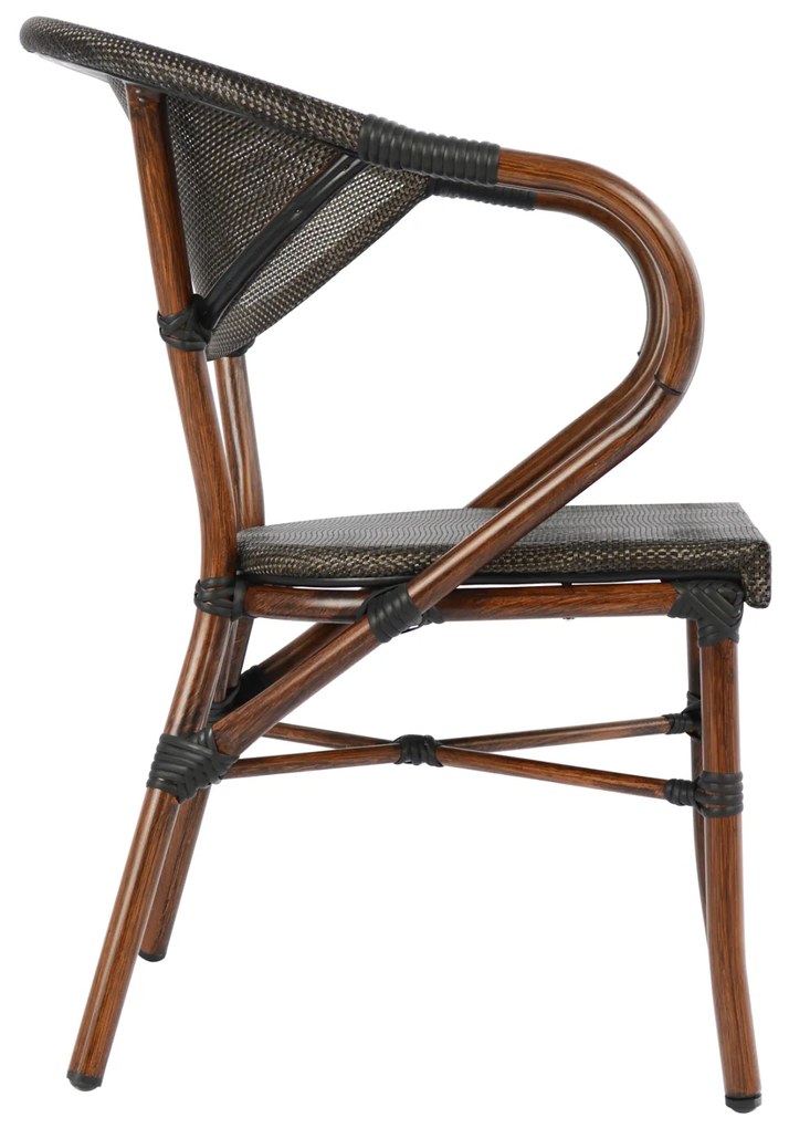 Πολυθρόνα Αλουμινίου Clay Bamboo Look Καφέ Με Textline 60,5x59x81 cm