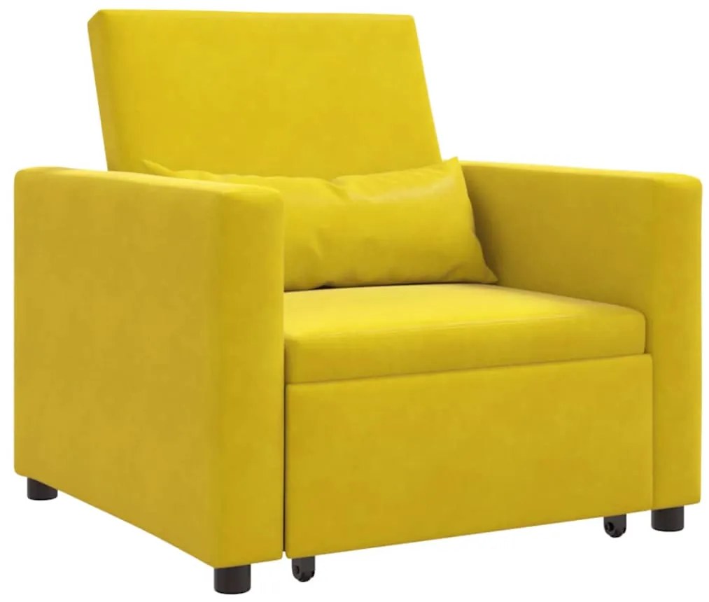 vidaXL 3 σε 1 Καναπές Κρεβάτι Μοναχός Convertible Κίτρινο Βελούδο