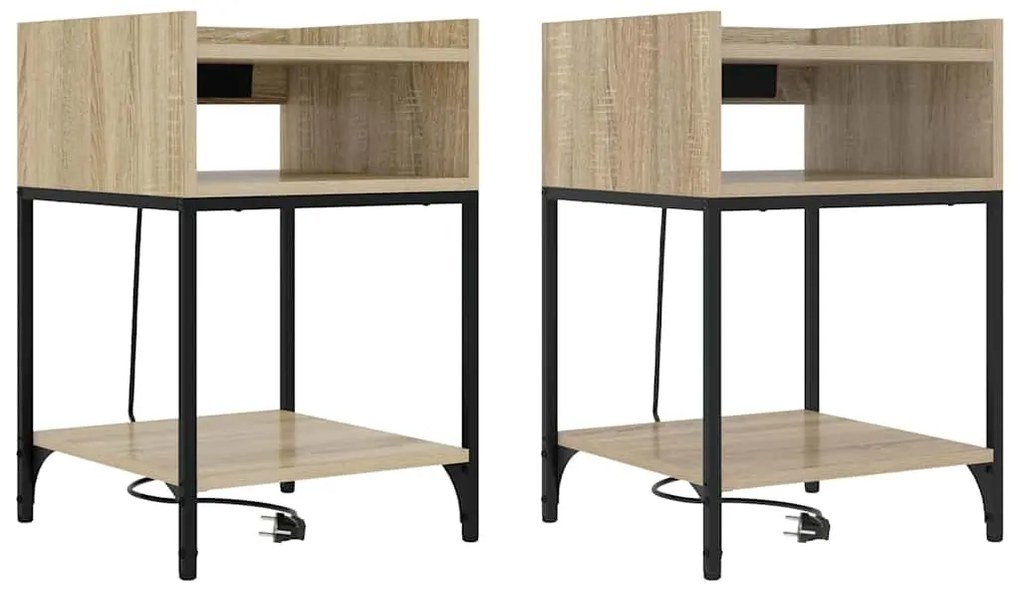 vidaXL Κομοδίνο 2 pcs Δρύς Sonoma 40 x 40 x 61 εκ Επεξεργασμένο ξύλο