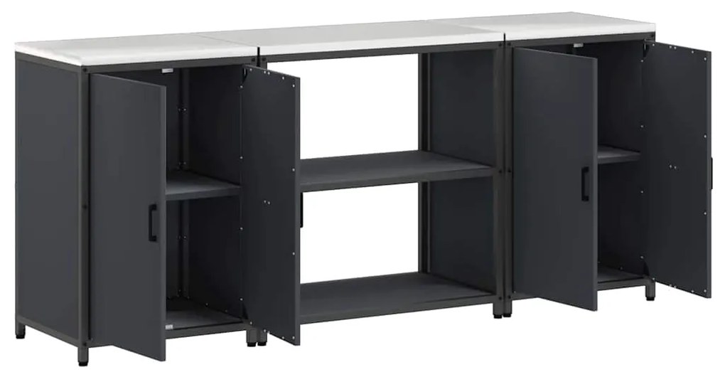 vidaXL Σετ Αποθήκευσης Κουζίνας 3 pcs Ανθρακί Ψυχρής έλασης χάλυβας