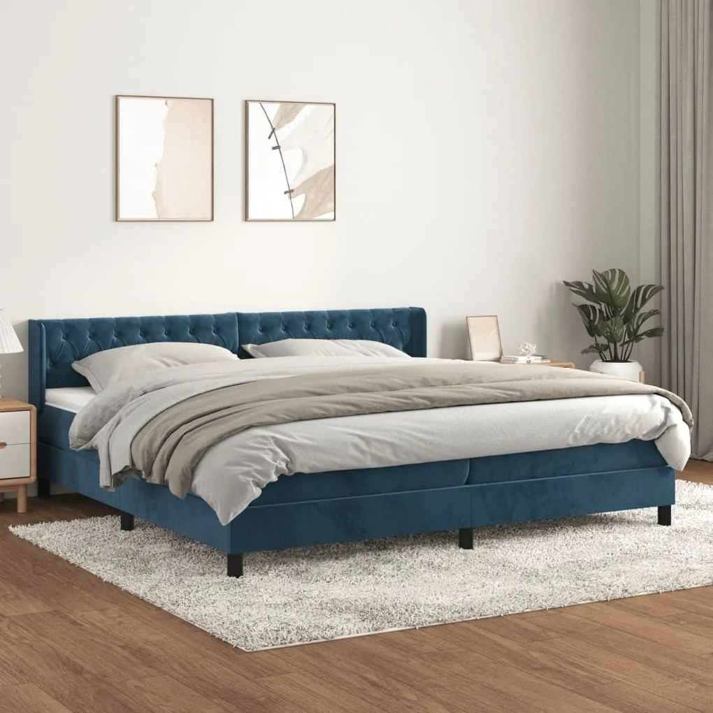 ΚΡΕΒΑΤΙ BOXSPRING ΜΕ ΣΤΡΩΜΑ ΣΚΟΥΡΟ ΜΠΛΕ 200X200 ΕΚ. ΒΕΛΟΥΔΙΝΟ 3131163