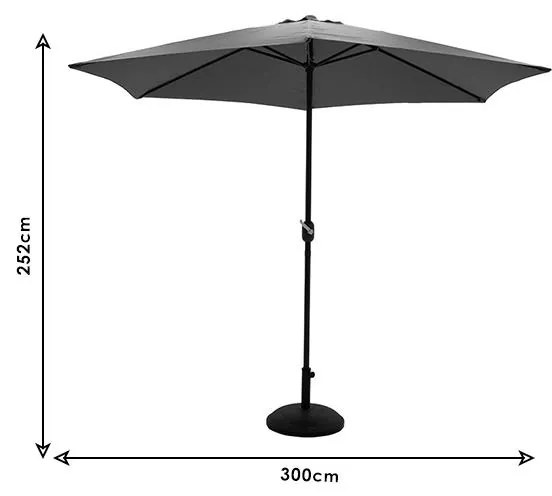 Ομπρέλα Beach αλουμινίου Φ3m ανθρακί 300x300x252 εκ.