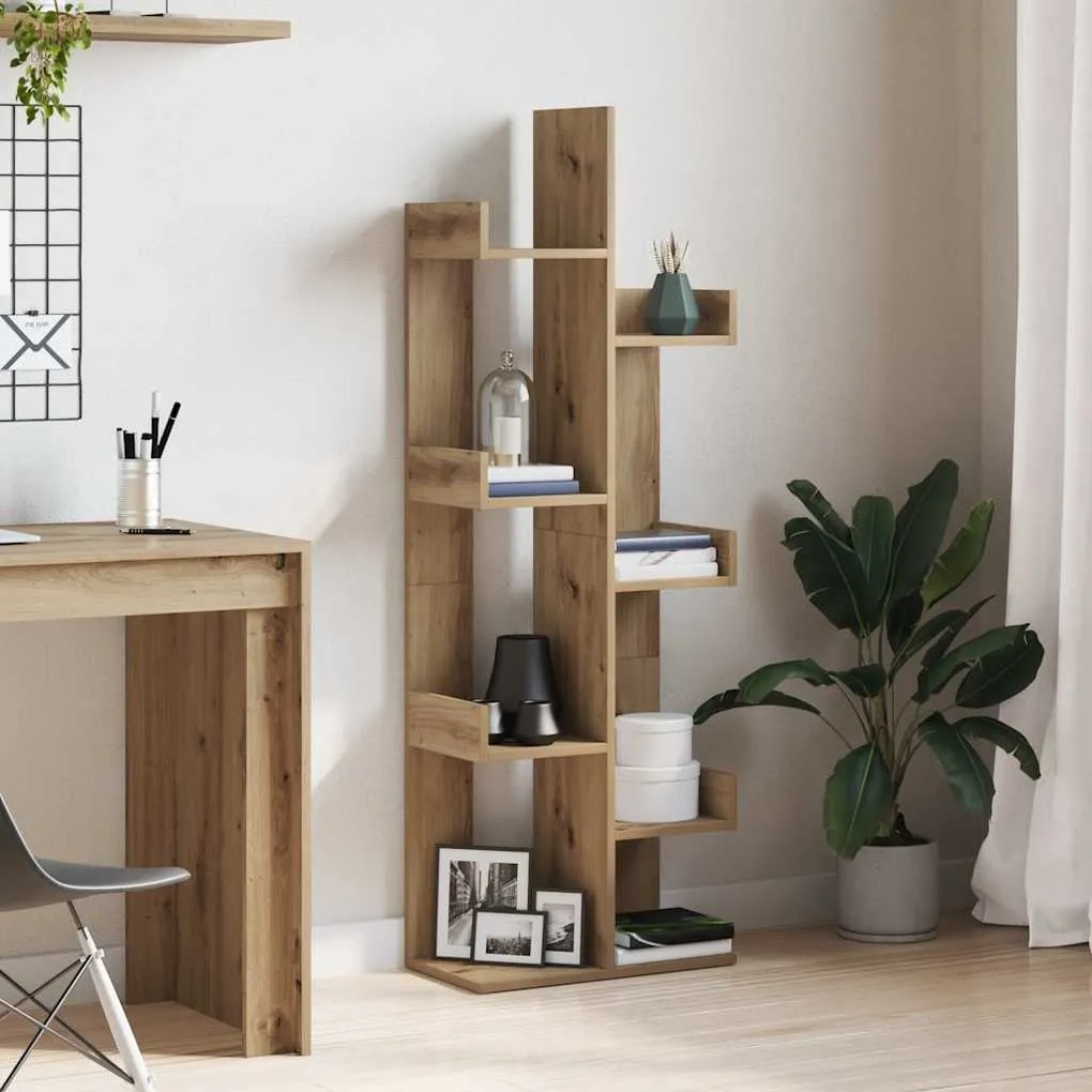 vidaXL Βιβλιοθήκη Αρτισιανή Δρυς 48x25,5x140 εκ. Επεξεργ. Ξύλο