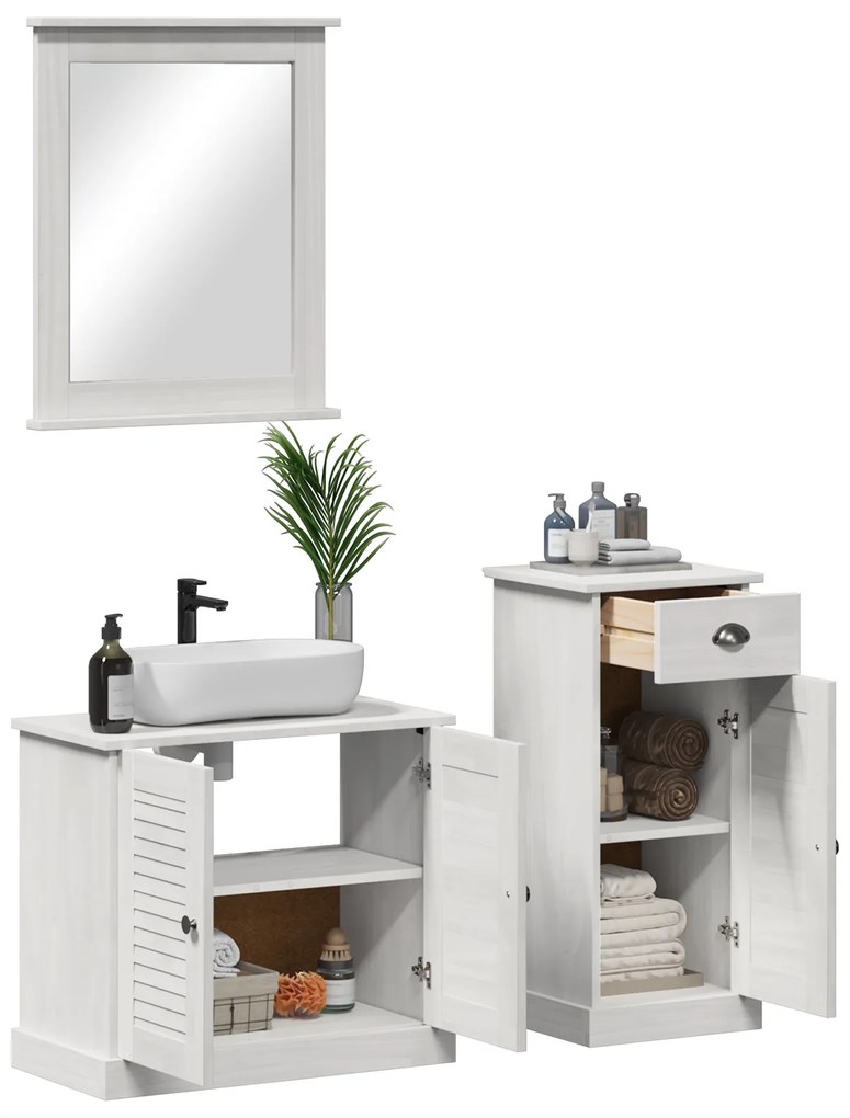 vidaXL Σετ Επίπλων Μπάνιου με συρτάρι 3 pcs Καφέ 37 x 34 x 80 εκ