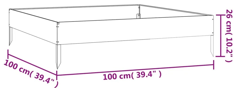 Ζαρντινιέρα 100 x 100 x 26 εκ. από Ατσάλι Σκληρυθέν στον Αέρα - Καφέ