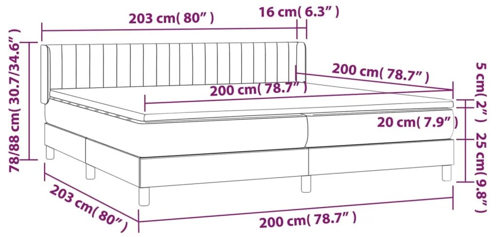 vidaXL Κρεβάτι Boxspring με Στρώμα Taupe 200x200 εκ. Υφασμάτινο