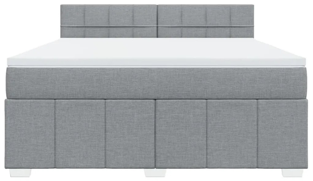 Κρεβάτι Boxspring με Στρώμα Ανοιχτό Γκρι 180x200 εκ. Υφασμάτινο - Γκρι