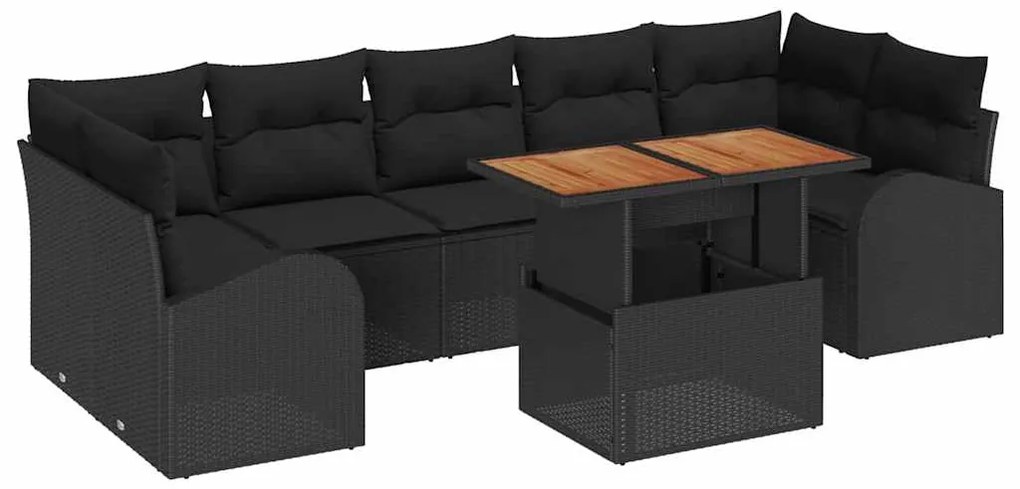 vidaXL Σετ Καναπέ Κήπου με αποθήκευση 8 pcs Μαύρο Πολυ ράταν