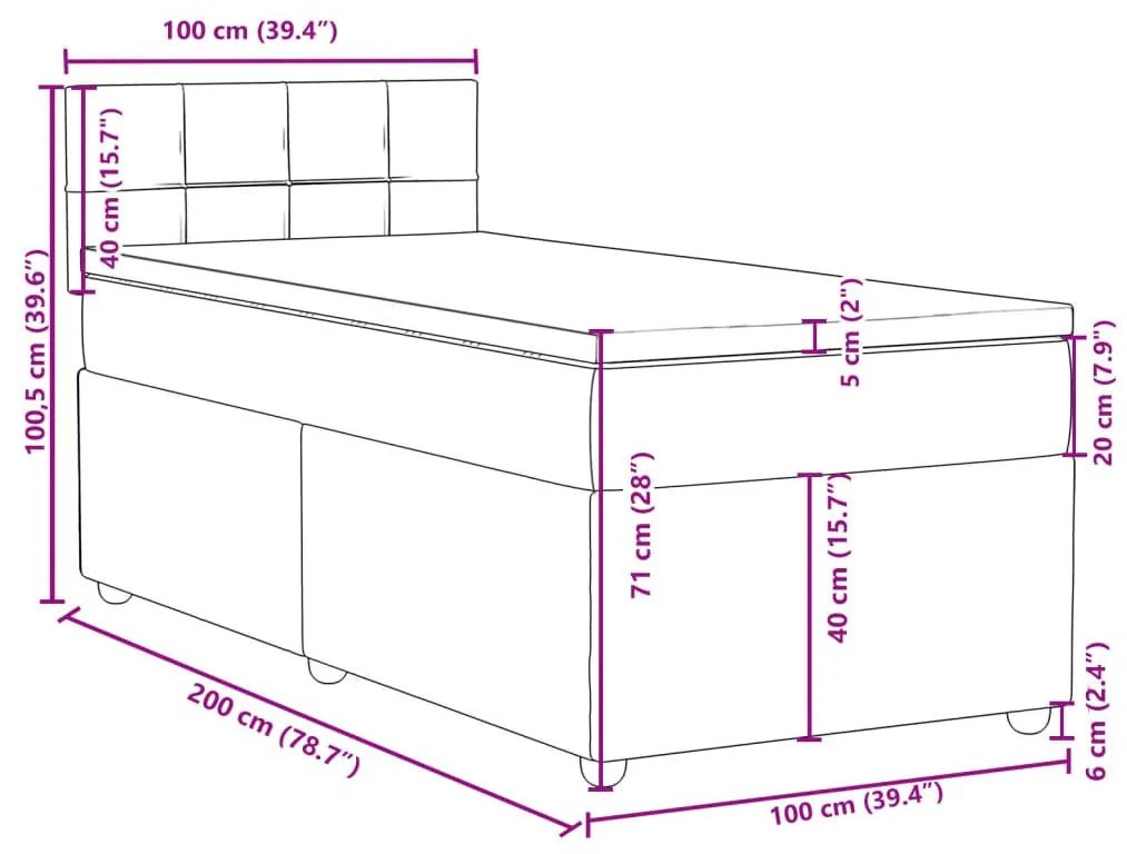 Κρεβάτι Boxspring με Στρώμα Σκούρο Καφέ 100x200 εκ. Υφασμάτινο - Καφέ