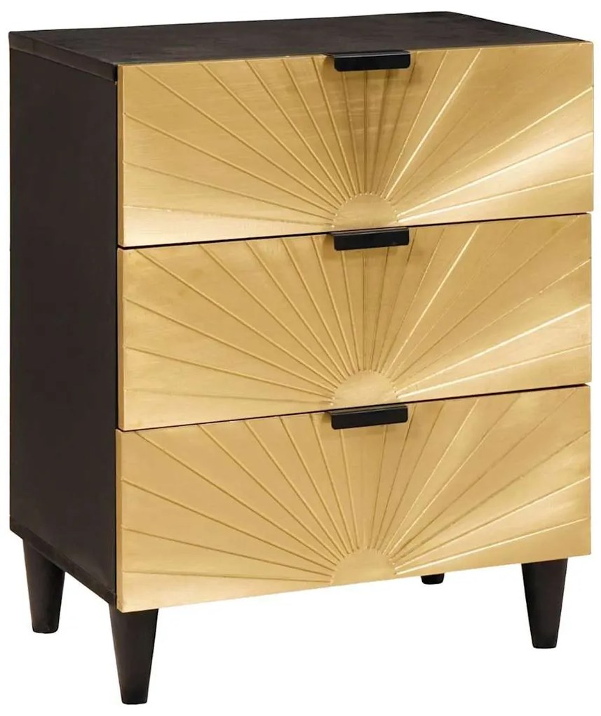 vidaXL Κομοδίνο με συρτάρι Μαύρο και Χρυσό 50 x 33 x 60 εκ