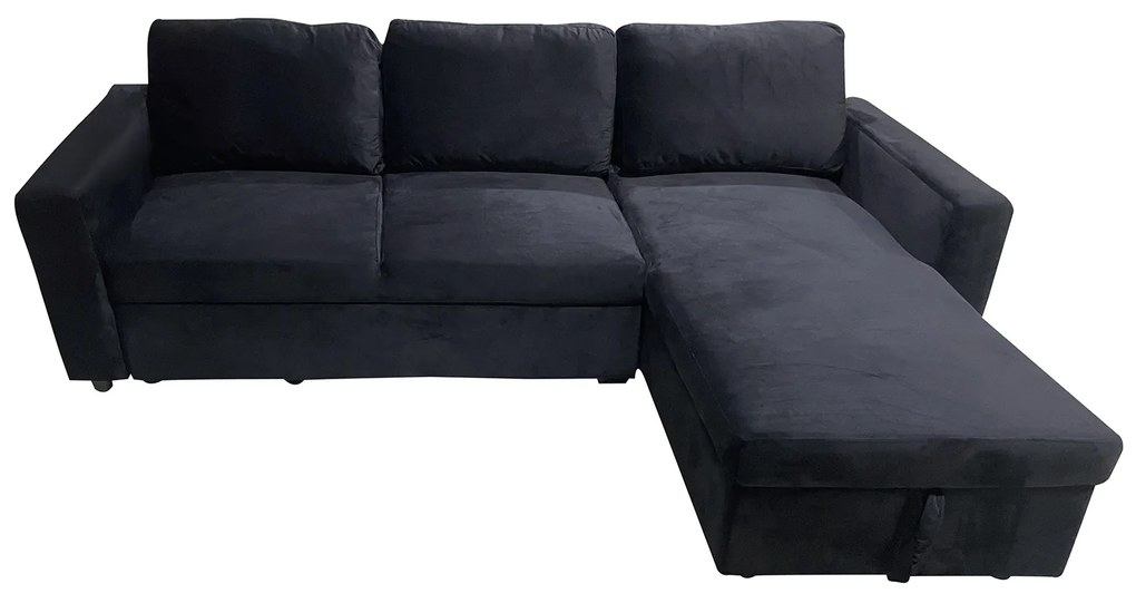 Καναπές Κρεβάτι Γωνιακός ArteLibre MATINEE Αναστρέψιμος Μαύρο Ύφασμα 220x155x81cm