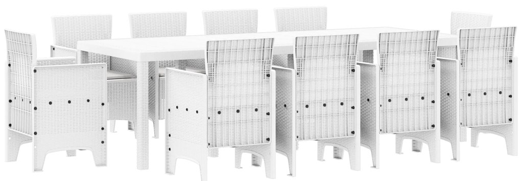 vidaXL Σετ Τραπεζαρίας Κήπου 11 pcs Λευκό 250 x 100 x 73 εκ