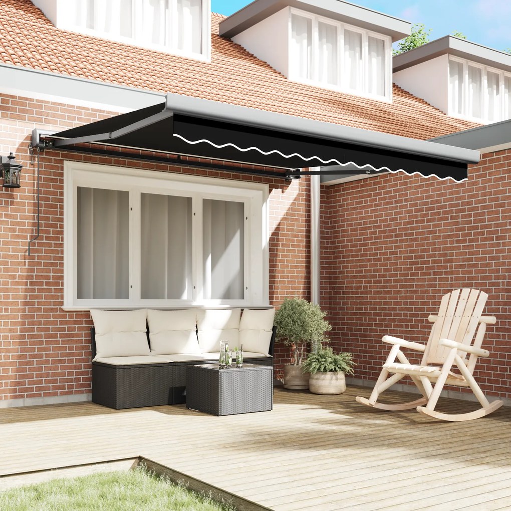 vidaXL Αυτόματη Ανασυρόμενη Τέντα Μαύρη 300x250 cm
