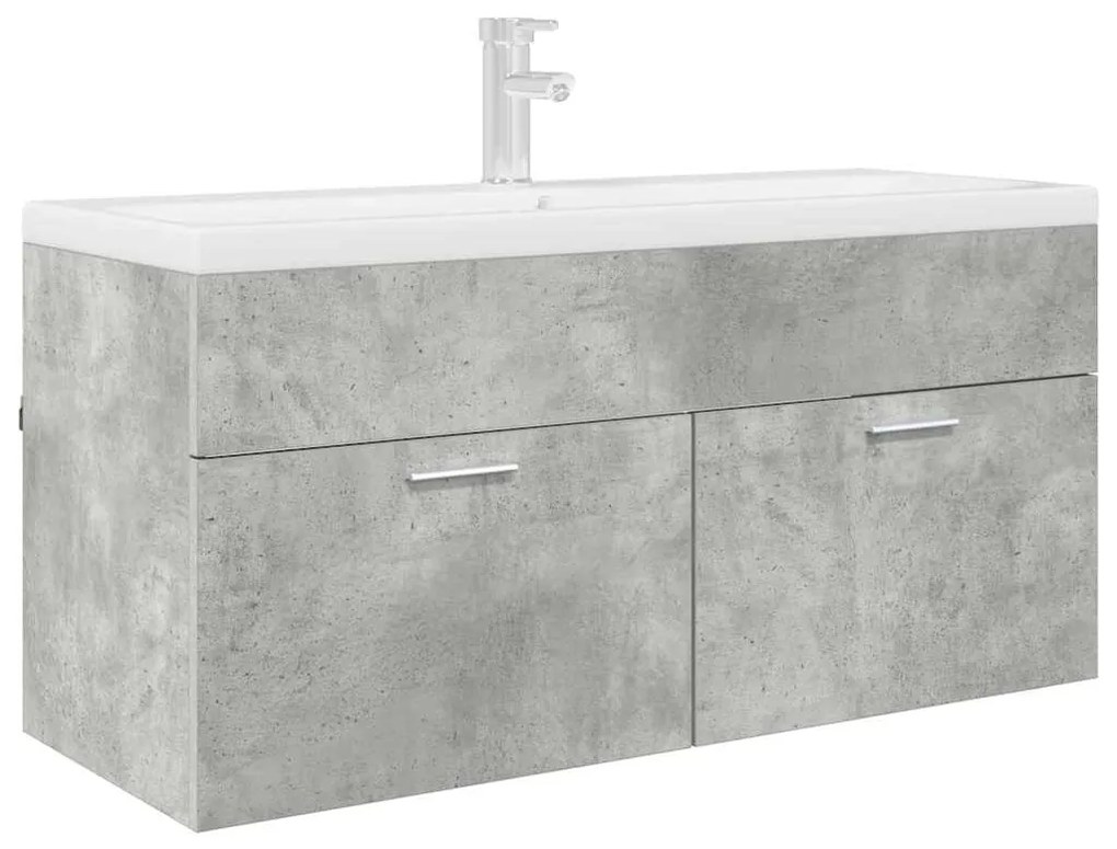 vidaXL Ντουλάπι νιπτήρα με πόρτα Σκυρόδεμα Γκρι Επεξεργασμένο ξύλο