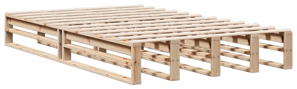 Κρεβάτι Βιβλιοθήκη Χωρίς Στρώμα 120x200 εκ Μασίφ Ξύλο Πεύκο - Καφέ