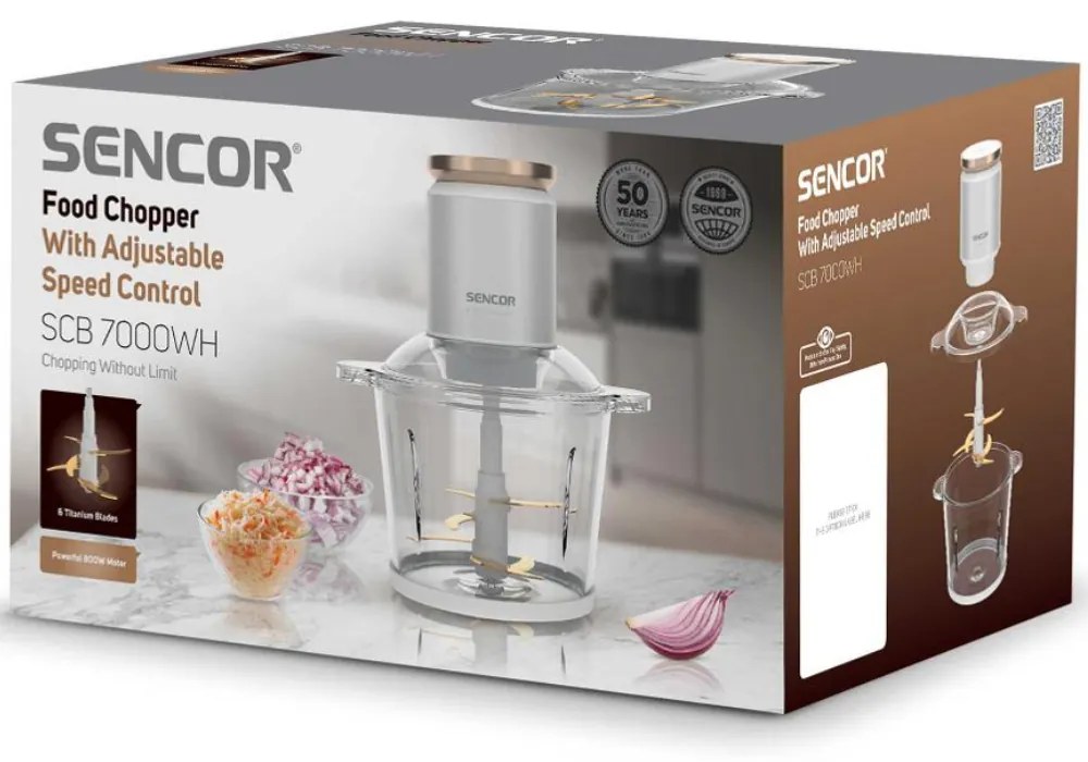 Πολυκόπτης Multi με Γυάλινο Δοχείο & 6 Λεπίδες Τιτανίου 3000ml 800W Sencor SCB 7000WH Λευκός