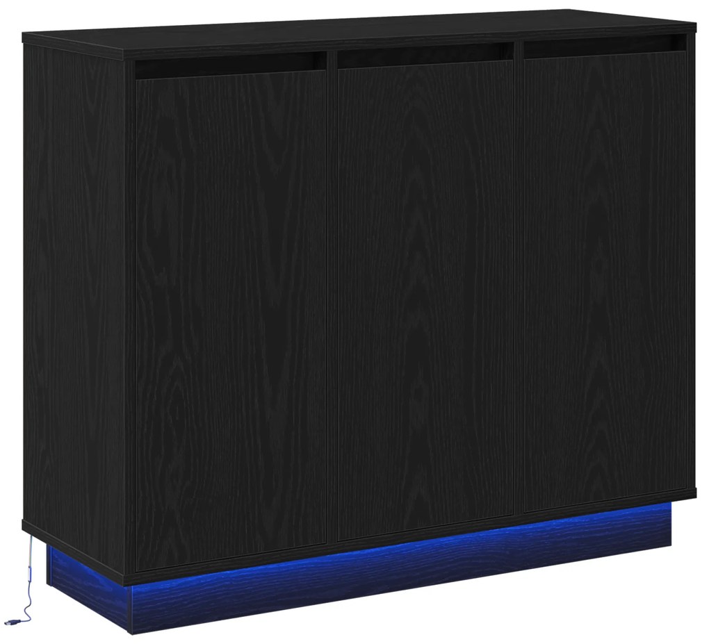 vidaXL Μπουφές με LED Μαύρη Δρυς 90x32x75 εκ. από Επεξεργασμένο Ξύλο