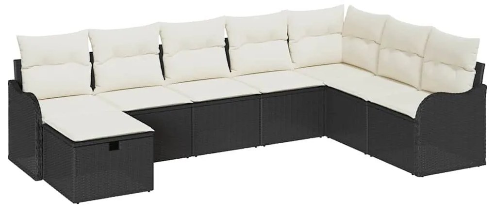 vidaXL Σετ Καναπέ Κήπου με μαξιλάρι 8 pcs Μαύρο Πολυ ράταν