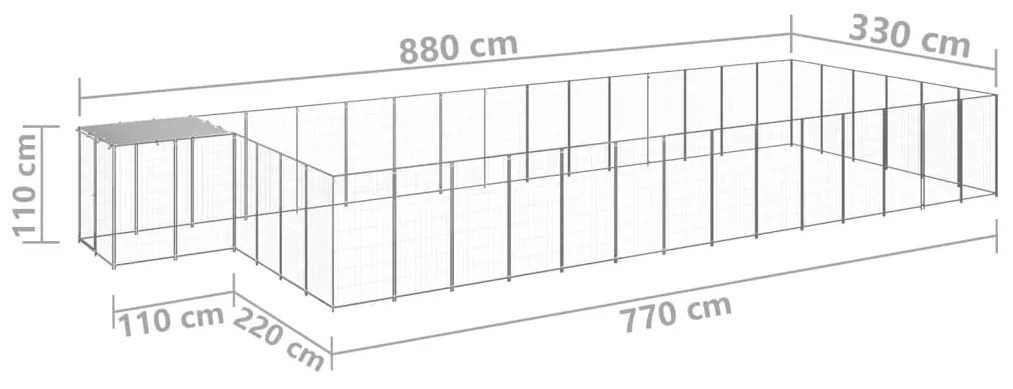 vidaXL Σπιτάκι Σκύλου Ασημί 26,62 μ² Ατσάλινο