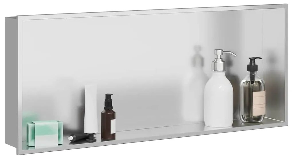 vidaXL Νίτσα Μπάνιου Ασημί 75 x 30 x 9.5 εκ. Ανοξείδωτο ατσάλι