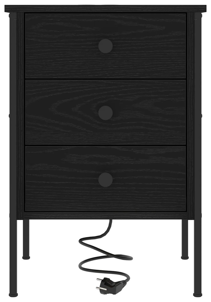 vidaXL Κομοδίνο Μαύρη δρυς 42 x 41 x 61 εκ Επεξεργασμένο ξύλο