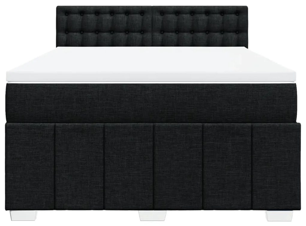 vidaXL Κρεβάτι Boxspring με Στρώμα Μαύρο 140x200 εκ. Υφασμάτινο