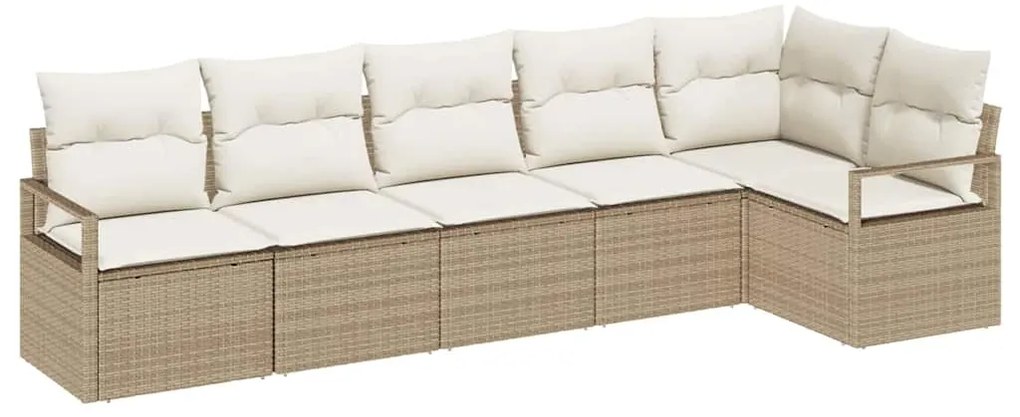 vidaXL Σετ Καναπέ Κήπου 6 pcs Μπεζ, Κρέμα Πολυ rattan, βαμμένο ατσάλι