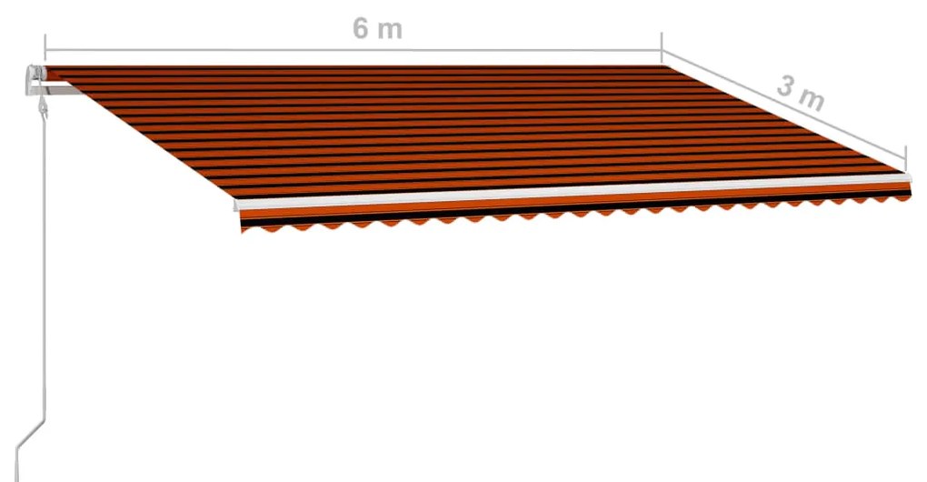 Τέντα Συρόμενη Αυτόματη Πορτοκαλί / Καφέ 600 x 300 εκ. - Πολύχρωμο