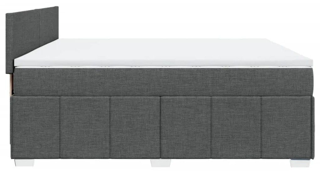 vidaXL Κρεβάτι Boxspring με Στρώμα Σκούρο Γκρι 200x200 εκ. Υφασμάτινο