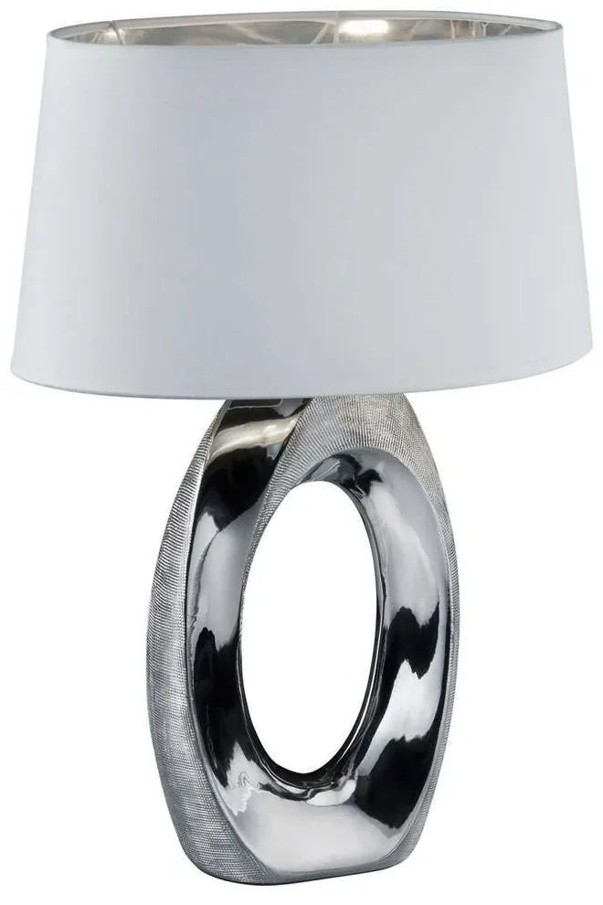 Φωτιστικό Επιτραπέζιο Taba R50521089 1xE27 60W 24x38x52cm Silver-White RL Lighting Ceramic,Fabric