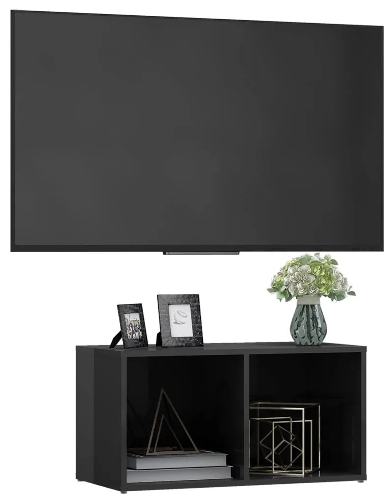 vidaXL Έπιπλο Τηλεόρασης Γυαλιστερό Γκρι 72x35x36,5 εκ. Επεξ. Ξύλο