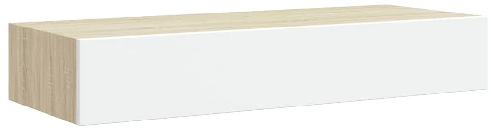 vidaXL Ράφι Επιτοίχιο με Συρτάρι Δρυς/Λευκό 60 x 23,5 x 10 εκ. από MDF