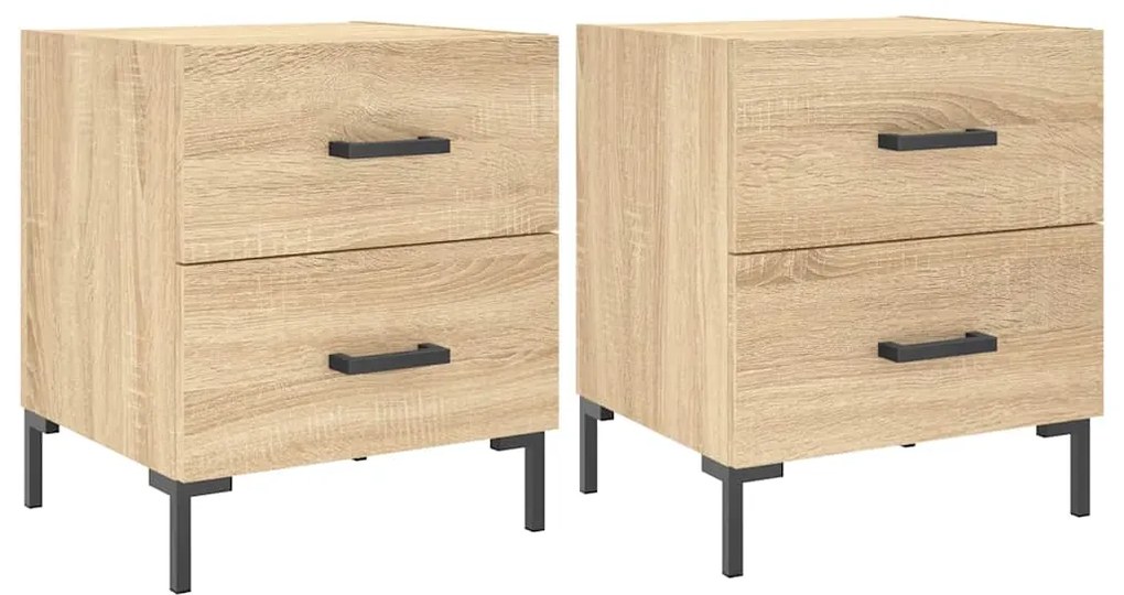 vidaXL Κομοδίνα 2 τεμ. Sonoma Δρυς 40 x 35 x 47,5 εκ. Επεξεργ. Ξύλο