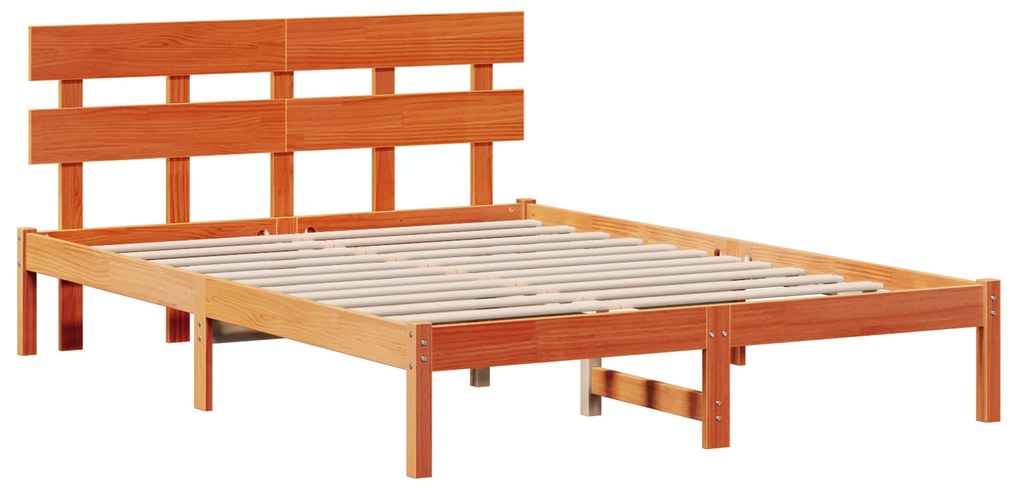 vidaXL Κρεβάτι με Κεφαλάρι καφέ 160x200 εκ. Μασίφ ξύλο πεύκου