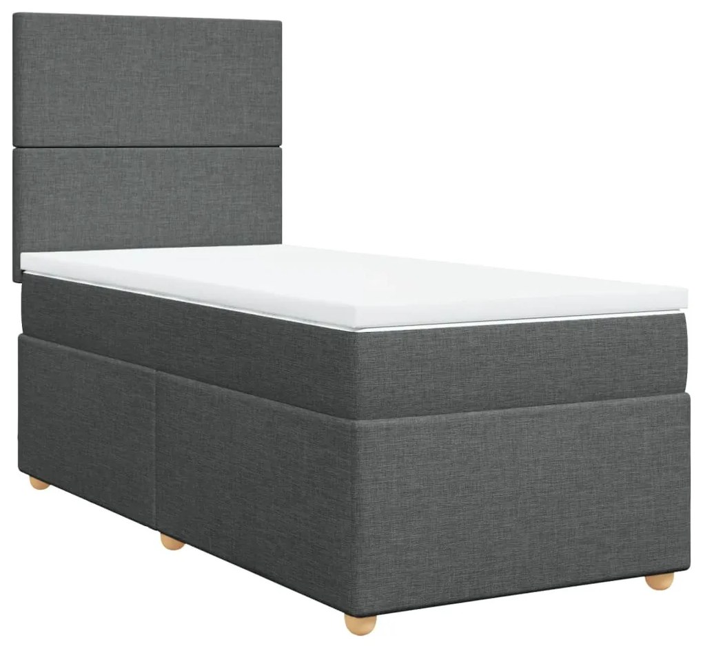 ΚΡΕΒΑΤΙ BOXSPRING ΜΕ ΣΤΡΩΜΑ ΣΚΟΥΡΟ ΓΚΡΙ 90X200 ΕΚ. ΥΦΑΣΜΑΤΙΝΟ 3291157