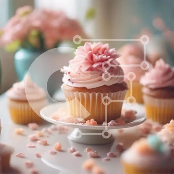 Intra Συλλεκτικό Ξύλινο Παζλ Plywood  4mm - Cupcakes με ροζ πάγωμα και λουλούδια Σε Ξύλινο Κουτί - Διαστάσεις: 10x10 cm – 25 κομμάτια
