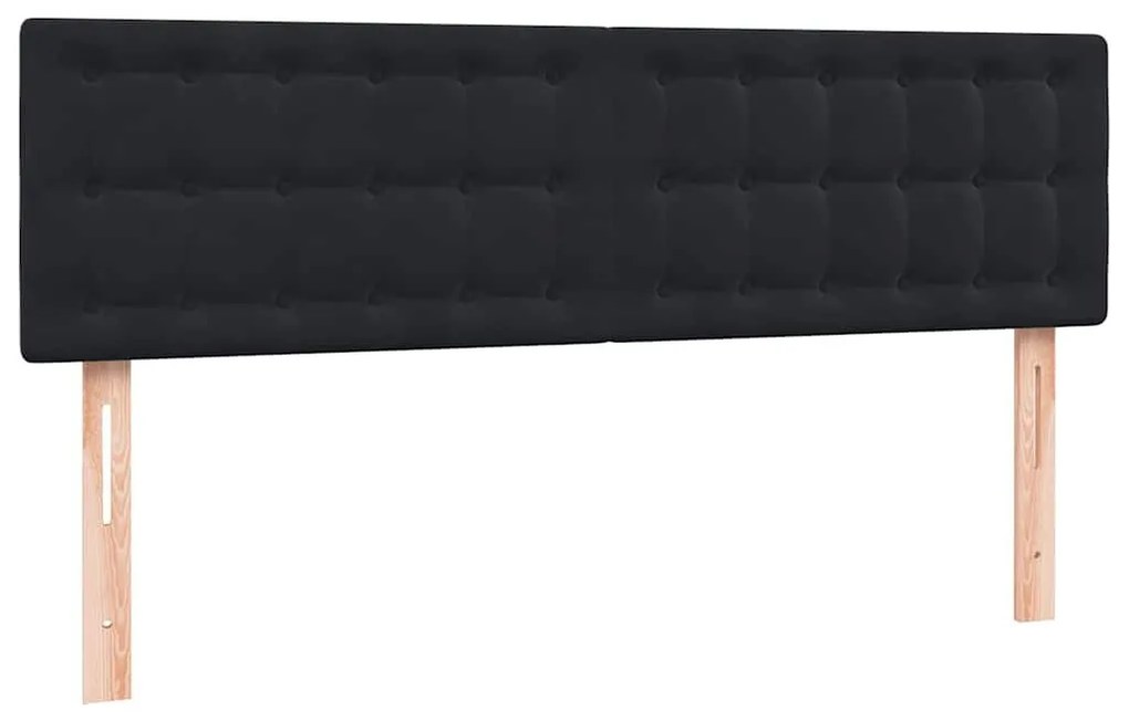 Box Spring Κρεβάτι με στρώμα Μαύρο 140x220 cm Βελούδινο - Μαύρο