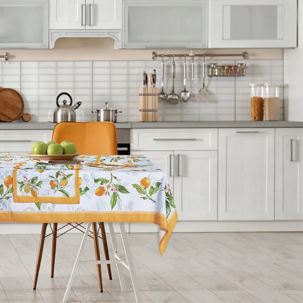 Runner 0724 White-Yellow-Green Das Home 45Χ140 Βαμβάκι-Πολυέστερ