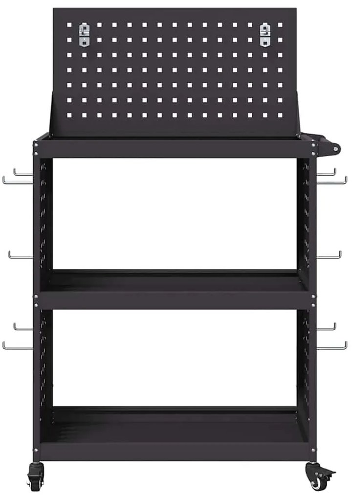 vidaXL Καρότσι εργαλείων με ράφι Μαύρο 65 x 35 x 111 εκ Κρύα χάλυβας